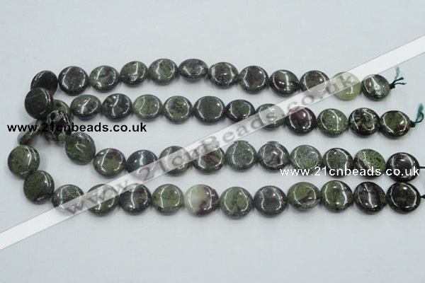 CDB208 15.5 inches 16mm flat round natural dragon blood jasper beads