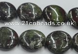 CDB209 15.5 inches 20mm flat round natural dragon blood jasper beads