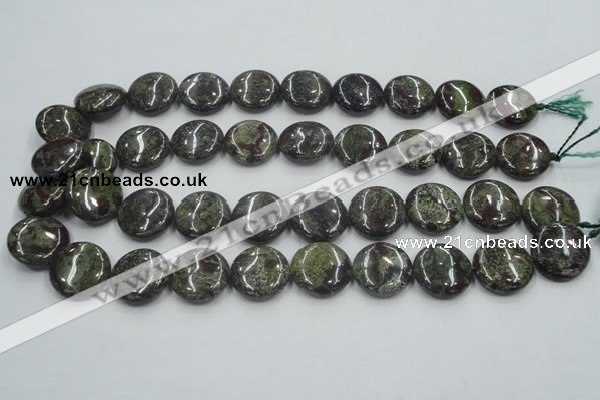 CDB209 15.5 inches 20mm flat round natural dragon blood jasper beads