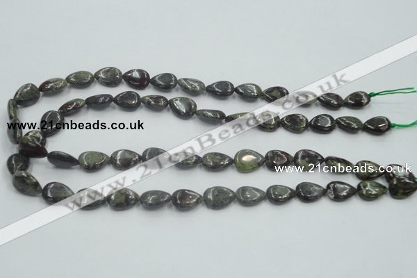 CDB215 15.5 inches 10*14mm flat teardrop natural dragon blood jasper beads