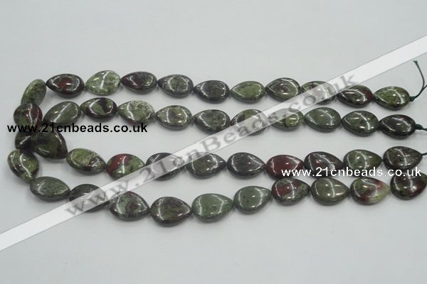 CDB216 15.5 inches 13*18mm flat teardrop natural dragon blood jasper beads