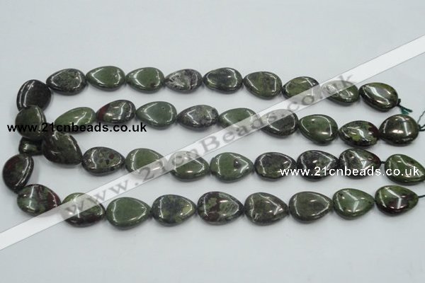 CDB217 15.5 inches 15*20mm flat teardrop natural dragon blood jasper beads