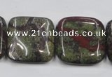 CDB222 15.5 inches 25*25mm square natural dragon blood jasper beads