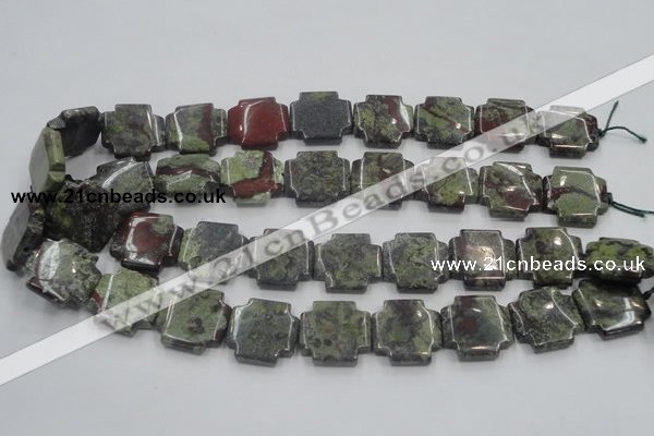 CDB224 15.5 inches 20*20mm cross natural dragon blood jasper beads