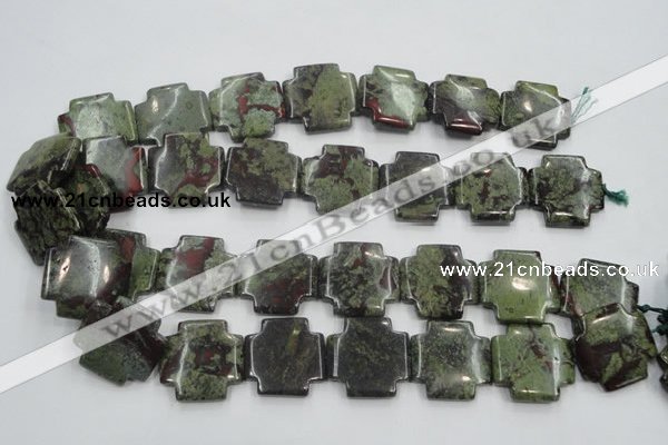 CDB225 15.5 inches 25*25mm cross natural dragon blood jasper beads