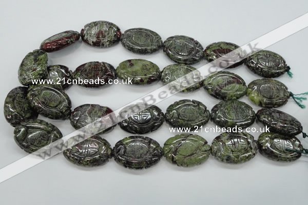 CDB248 15.5 inches 22*30mm carved oval natural dragon blood jasper beads