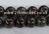 CDB254 15.5 inches 14mm round natural dragon blood jasper beads