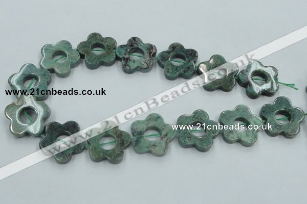 CDB26 15.5 inches 30*30mm flower natural new dragon blood jasper beads