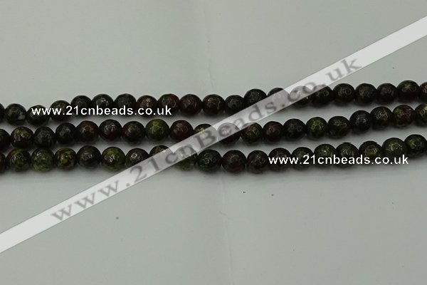 CDB311 15.5 inches 6mm faceted round dragon blood jasper beads