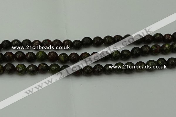 CDB312 15.5 inches 8mm faceted round dragon blood jasper beads