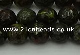 CDB313 15.5 inches 10mm faceted round dragon blood jasper beads