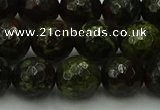 CDB314 15.5 inches 12mm faceted round dragon blood jasper beads