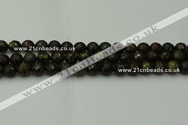 CDB314 15.5 inches 12mm faceted round dragon blood jasper beads