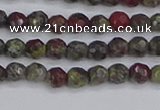 CDB320 15.5 inches 4mm faceted round dragon blood jasper beads