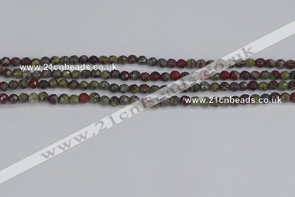 CDB320 15.5 inches 4mm faceted round dragon blood jasper beads