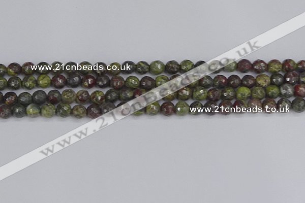 CDB321 15.5 inches 6mm faceted round dragon blood jasper beads