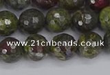 CDB323 15.5 inches 10mm faceted round dragon blood jasper beads