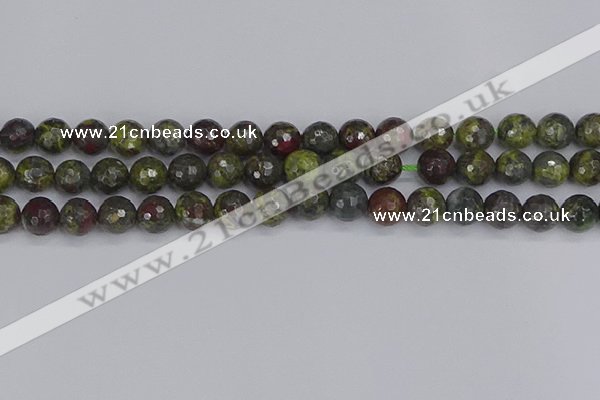 CDB323 15.5 inches 10mm faceted round dragon blood jasper beads