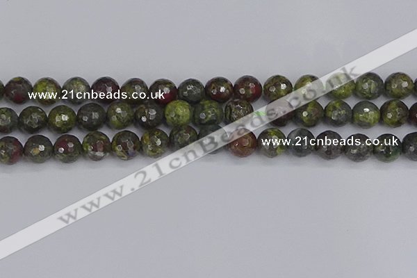 CDB324 15.5 inches 12mm faceted round dragon blood jasper beads