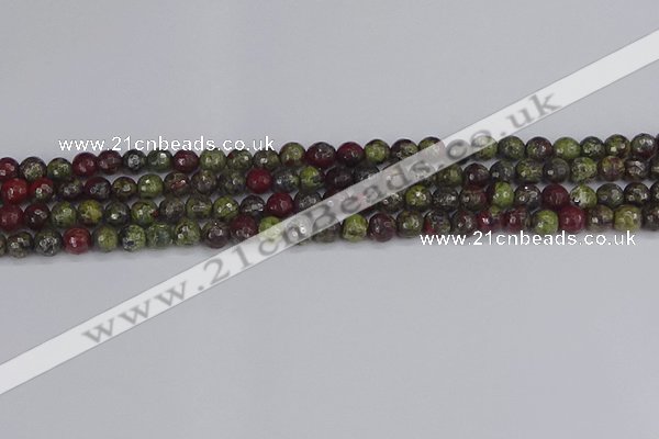 CDB328 15.5 inches 4mm faceted round A grade dragon blood jasper beads