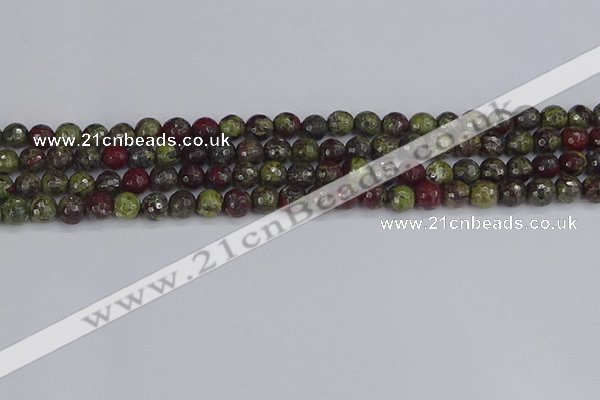 CDB329 15.5 inches 6mm faceted round A grade dragon blood jasper beads