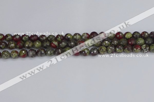 CDB330 15.5 inches 8mm faceted round A grade dragon blood jasper beads