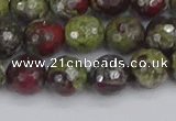 CDB331 15.5 inches 10mm faceted round A grade dragon blood jasper beads