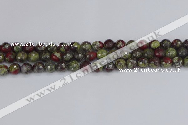 CDB331 15.5 inches 10mm faceted round A grade dragon blood jasper beads