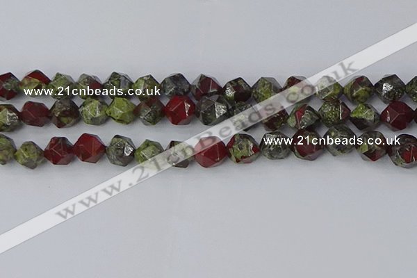 CDB339 15.5 inches 12mm faceted nuggets dragon blood jasper beads