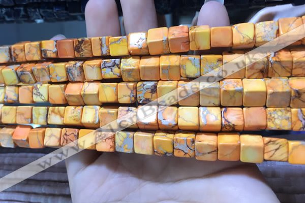 CDE1110 15.5 inches 8*8mm cube sea sediment jasper beads