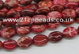 CDE12 15.5 inches 8*10mm oval dyed sea sediment jasper beads