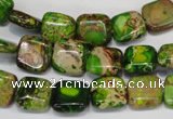 CDE120 15.5 inches 10*10mm square dyed sea sediment jasper beads