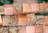 CDE1200 15.5 inches 4.5mm - 5mm cube sea sediment jasper beads