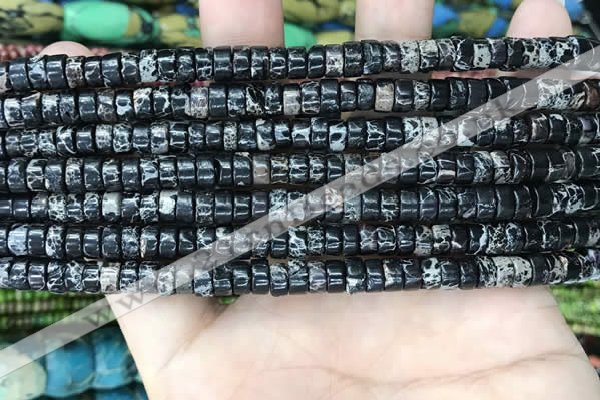 CDE1238 15.5 inches 3*6mm heishi sea sediment jasper beads
