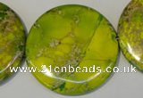 CDE129 15.5 inches 44mm flat round dyed sea sediment jasper beads