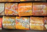 CDE1340 15.5 inches 8*8mm tube sea sediment jasper beads