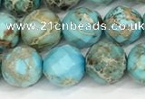 CDE1386 15.5 inches 8mm faceted round sea sediment jasper beads