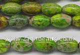 CDE147 15.5 inches 10*15mm rice dyed sea sediment jasper beads