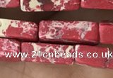 CDE1486 15.5 inches 4*13mm cuboid synthetic sea sediment jasper beads