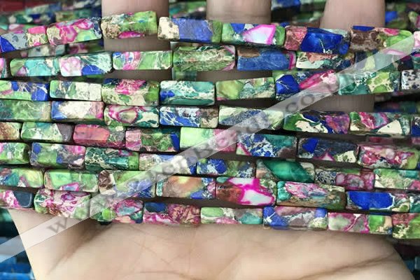 CDE1492 15.5 inches 4*13mm cuboid synthetic sea sediment jasper beads