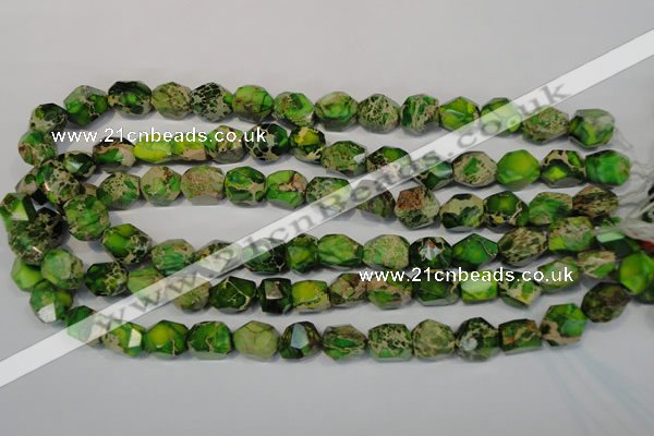 CDE155 15.5 inches 10*12mm faceted nugget dyed sea sediment jasper beads