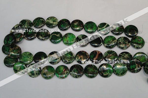 CDE174 15.5 inches 20mm flat round dyed sea sediment jasper beads