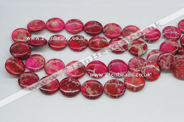 CDE18 15.5 inches 25mm flat round dyed sea sediment jasper beads