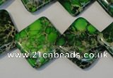 CDE207 15.5 inches 20*20mm diamond dyed sea sediment jasper beads