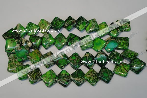 CDE207 15.5 inches 20*20mm diamond dyed sea sediment jasper beads