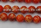 CDE2100 15.5 inches 6mm faceted round dyed sea sediment jasper beads