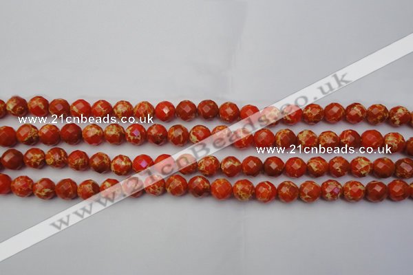 CDE2100 15.5 inches 6mm faceted round dyed sea sediment jasper beads