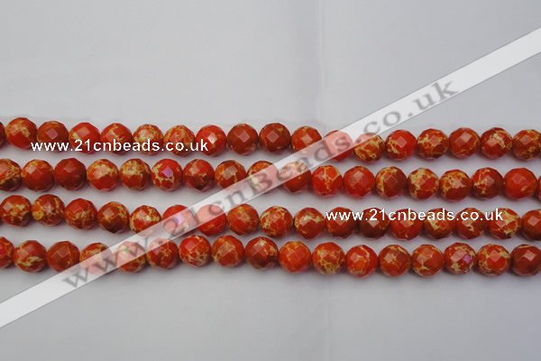 CDE2101 15.5 inches 8mm faceted round dyed sea sediment jasper beads