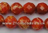 CDE2104 15.5 inches 14mm faceted round dyed sea sediment jasper beads