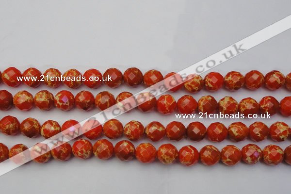 CDE2104 15.5 inches 14mm faceted round dyed sea sediment jasper beads